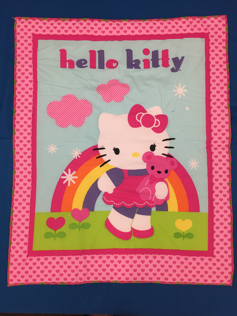 Hello Kitty Sanrio Blanket Quilt Tapestry 36.5”x31” Cute Flowers Bees Birds  Bugs