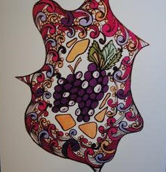 Handmade Zenmind Blank Greeting Card - Grapes in Color - Kimberly Fagan
