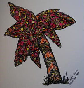 Handmade Zenmind Artwork Blank Greeting Card - Palm Tree - Kimberly Fagan