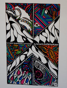 Handmade Zen Mind Artwork Blank Greeting Card - Zebra - Kimberly Fagan